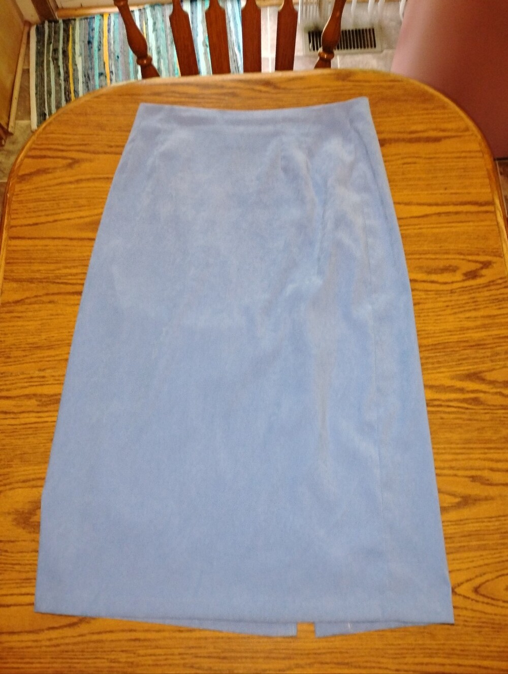Vintage Briggs New York Blue Faux Suede Midi Pencil Skirt Lined Size 16 Y2K